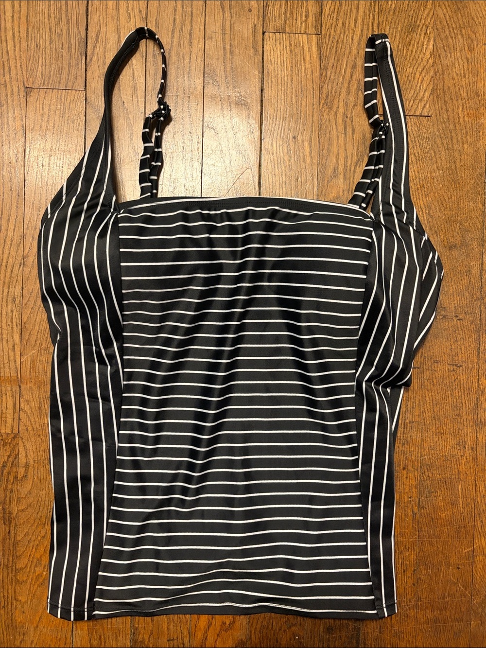 all in motion Black and White Striped Tankini Top